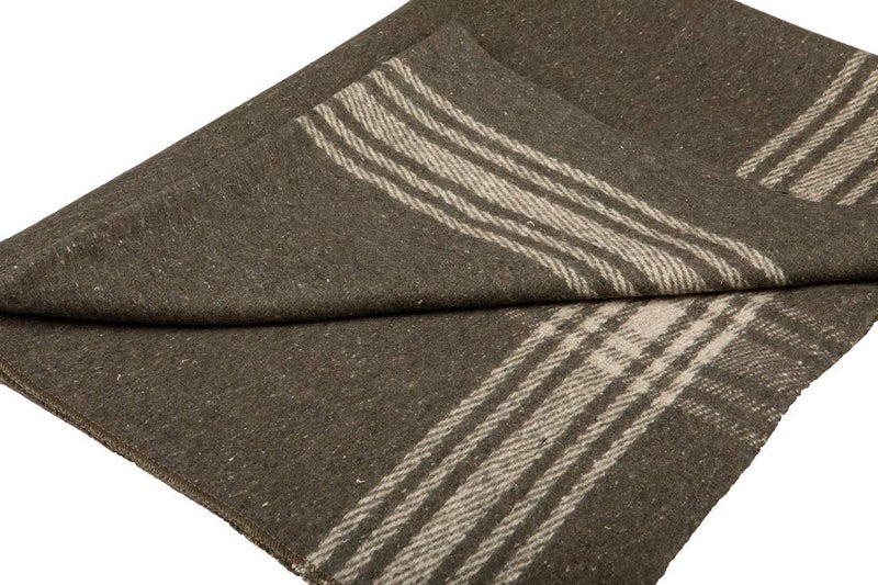 Farm Blue Wool Blanket Military Style - Thick & Lightweight Army Camping Blankets 80"x62" - Large Camp Survival Blankets - Car, Hiking, Backpacking & Festivals (French Olive with a Light Tan Stripe) - Image 2